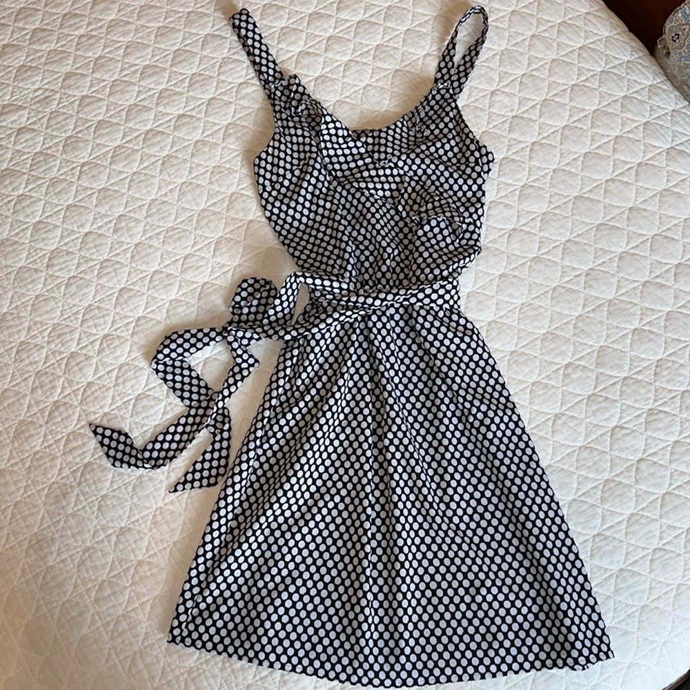 Black and white polka dot mini dress